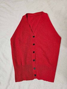 SAVANA Red Button-Up Halter Knit Top