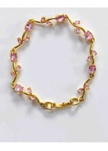 Elegant Floral Bracelet with Pink Stones