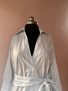 Zara basic pinstripe wrap shirt