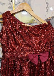 BRAND NEW Maroon Sequin Gown with Bow