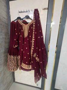 Elegant Maroon Kurta Set with Dupatta