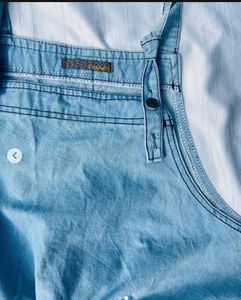 Denim Ruffle Overall Dress
