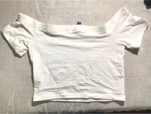 Off-Shoulder White Crop Top