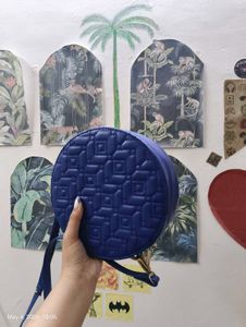 Round blue sling bag , handbag, Navy crossbody