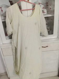 Light Yellow Embroidered Kurta with shalwar