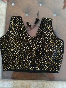 Sparkling Black Sequin Padded Blouse