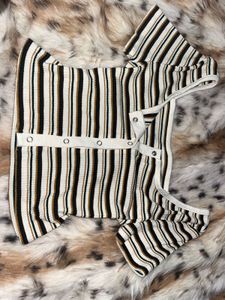 y2k Striped Button-Down Crop Top