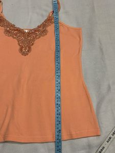 Peach Lace Trim Camisole for women and girls