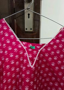 Vibrant Pink Printed Shirt Kurti