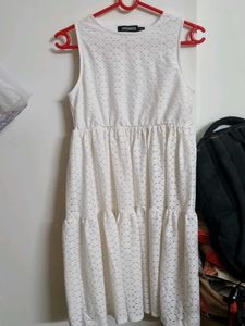 White Sleeveless Tiered Dress