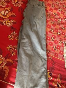 Wide Leg Grey Denim Jeans