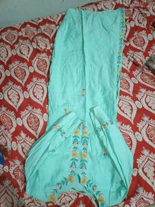Embroidered Teal Kurta Set