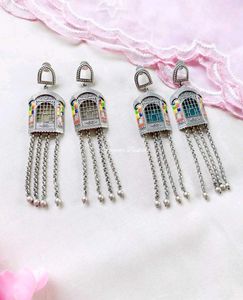 Brass Silver 'Jharokha' Tassel Earrings
