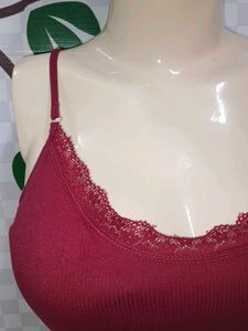 (1200)Burgundy Lace Trim Bralette