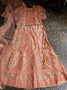 Bridal Peach Embroidered Lehenga Choli