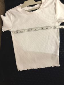 White Lettuce Hem  Ribbed T-Shirt