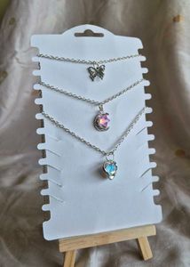 3-Piece Dainty Butterfly, Moon & Heart Necklaces