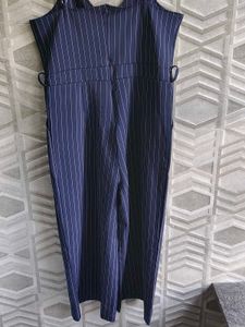Navy Striped Culotte Jumpsuit