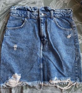 FLASH SALE@250 Berksha Distressed Denim Mini Skirt