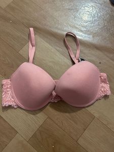 Pink Lace Trim Bra
