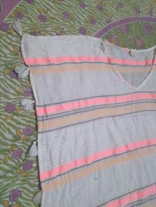 Striped kaftan with Tassels