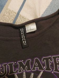 H&amp;M Printed Charcoal Crop Top