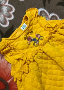 Mini Klub Yellow Cotton Quilted Baby Girl Dress