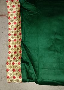 Unstitched Dark Green Thread Embroidery Suit
