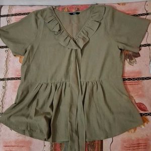 SHEIN Tan colour Ruffle Peplum Top | Like New ✨