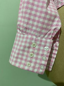 Pink Gingham Collared Shirt