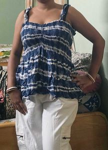 Blue & White Tie-Dye Tank Top