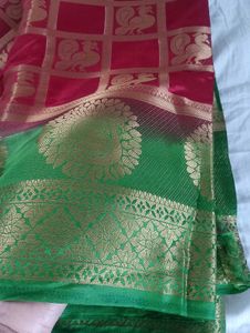 Brand New Traditional Red &amp; Green Silk Saree