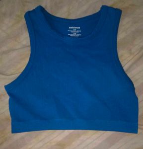 Vibrant Blue Ribbed Sports Bra