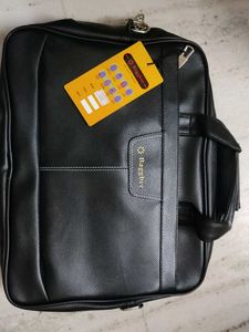 Stylish Black Leather Briefcase - Laptop Bag
