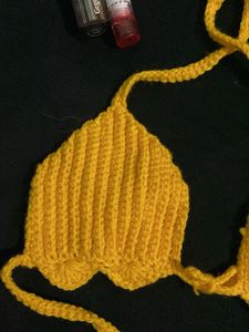 Handmade Crochet Yellow Bikini Top . u can customi