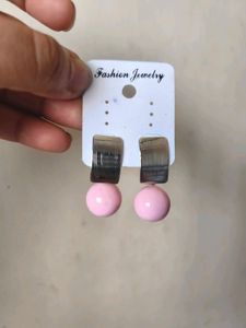 Chic Pink Ball Hoop Earrings