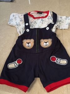 Cute Bear Overalls and T-shirt Set