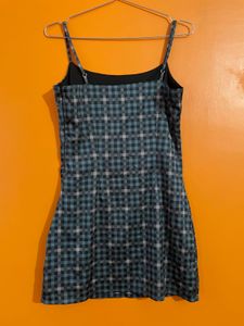 Blue Plaid Spaghetti Strap Mini Dress