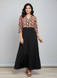 Black Stylish Snake Print Jumpsuit For 32 Bust