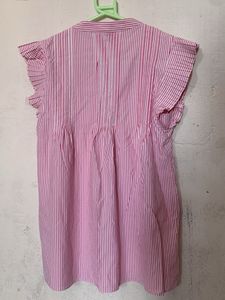 Pink Striped Ruffle Sleeve Top