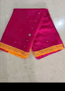 Stunning Embroidered Pink and Yellow saree