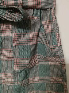 Plaid Paperbag Waist Skirt with Belt