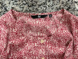Women's Red Floral Print Button-Up Blouse