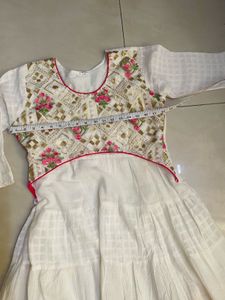Cream Embroidered Anarkali Kurti