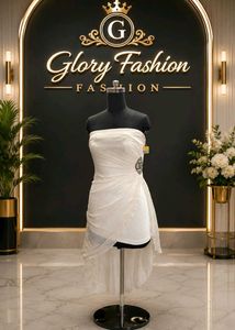 Elegant White Strapless High-Low Dress