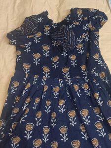 Navy Floral Print Kurta