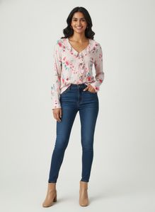 Chic Floral Print Ruffle Top