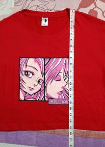 Anime Graphic Print Red Crop Top