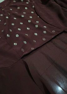 COFFEE BROWN CROP TOP KURTI AND PANT SET...