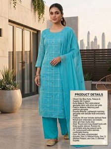 Elegant Blue Kurta Set l Unstitched